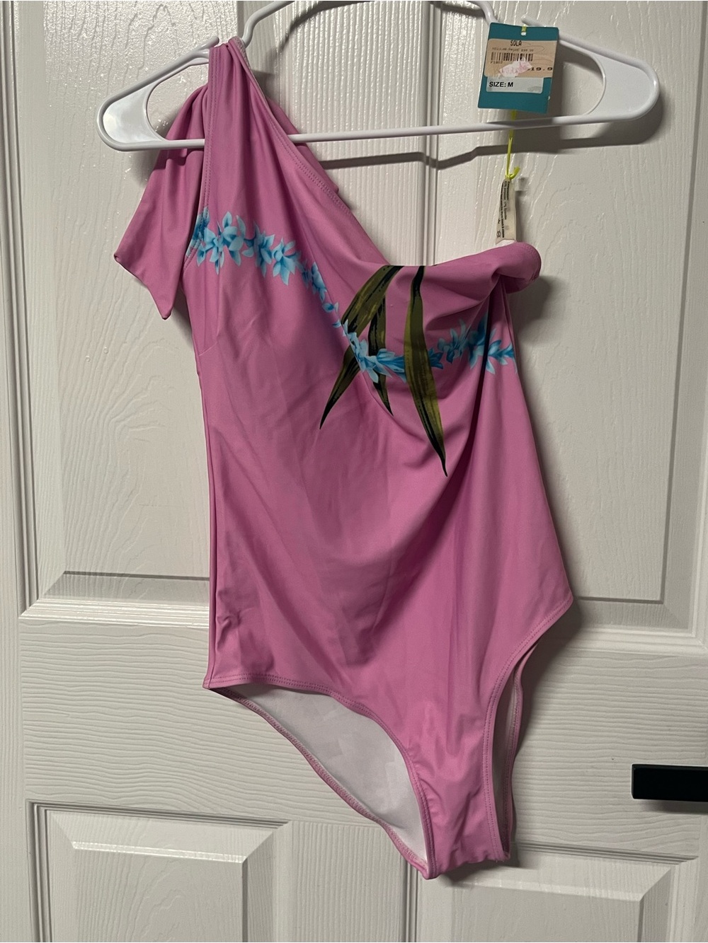 NWT MARINA WEST swimsuit vacay mode one shoulder pink Medium women